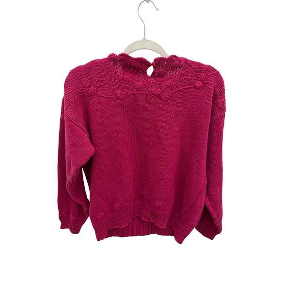 Cape Isle Knitters Hand Embroidered Floral 3D Knit Sweater Womens Small Pink VTG - Picture 7 of 7